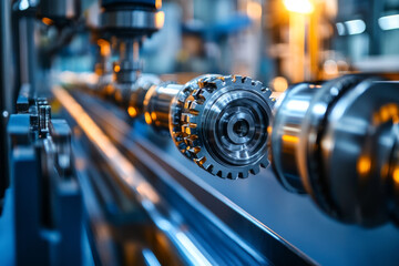 Poster - high tech industrial machinery with gears and precision parts