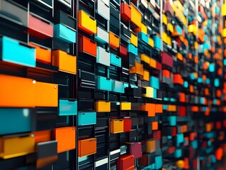 Poster - Colorful abstract background featuring vibrant blocks in a striking pattern, ideal for creative projects, digital art, or modern design