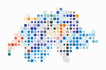 Poster - switzerland, shape of the country built of colored cells. digital style map of switzerland on white 