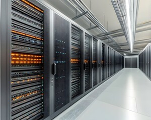 Poster - Modern data center with high-tech servers.
