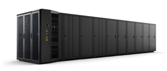 Poster - Modern server rack in data center technology.