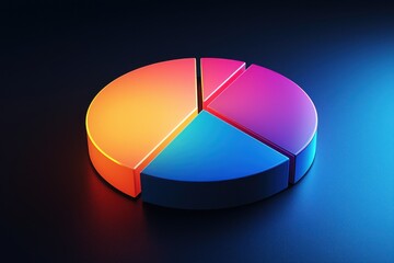Poster - A colorful pie chart illuminated in vibrant hues, highlighting data distribution with a modern and sleek design against a dark background.