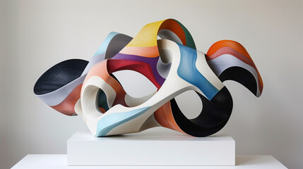 Aufkleber - Abstract sculpture with bold, striking colors on a clean white background.