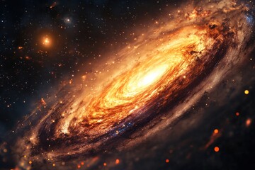 Poster - Swirling nebula and glowing planets in a colorful galaxy filled with bright stars. Generative AI