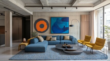 Wall Mural - Modern Concrete Living Room Interior Design