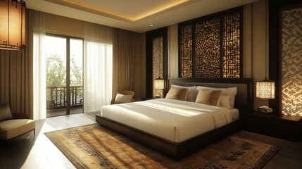 Wall Mural - Luxury Asian Bedroom Interior Design