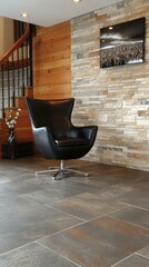 Wall Mural - Modern Interior Flooring with Stylish Chair