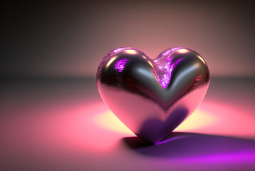 Poster - Shiny metallic heart as a symbol of love on Valentine's Day