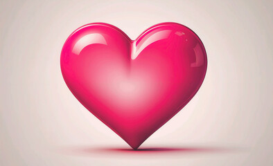 Poster - A heart made of glass is pink in color. It is the color of love and affection. The heart is placed on a white background, which makes it stand out and look more vibrant