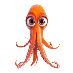 Aufkleber - A digitally rendered image of a cute orange octopus cartoon character with large expressive eyes, set against a plain white background.
