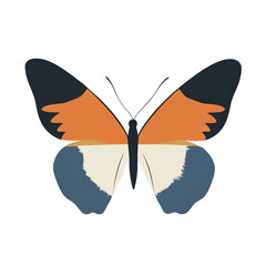 Aufkleber - The image shows a stylized butterfly with orange, blue, and beige wings against a white background.  The design is abstract and minimalist.