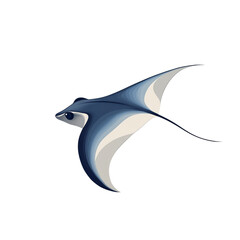 Poster - A stylized illustration depicts a blue ray gracefully gliding through water, showcasing elegant curves and smooth lines against a white background.