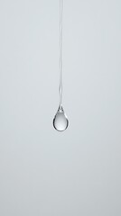 Poster - Single droplet of water hangs delicately in midair, capturing the essence of fluidity and tranquility. The minimalist background emphasizes the purity and simplicity of the moment
