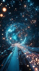 Poster - Abstract Tunnel of Light and Energy with Glowing Particles and a Futuristic Pathway