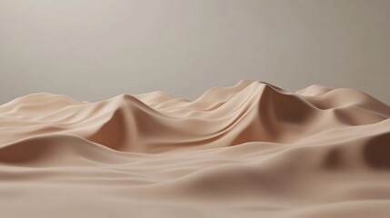 Poster - Beige silk fabric forming gentle hills in a soft light environment