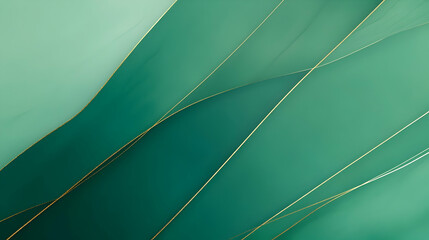 Poster - gradient background transitioning from deep emerald green to soft teal, overlaid with subtle gold di