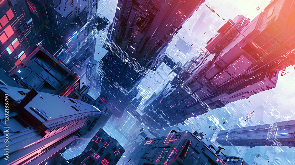 Embark Animation Embark on a high-angle exploration of futuristic technologies, merging ...