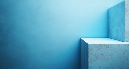 Poster - Abstract Background with Geometric Shapes in Blue Tones, Minimalist Design with Smooth Textures and Clean Lines for Modern Art and Creative Projects