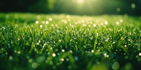 Wall Mural - Lush Green Grass Close Up