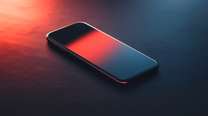 Poster - Smartphone screen reflecting red and blue lights on dark surface