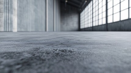 Aufkleber - Empty industrial building interior with polished concrete floor and large windows