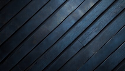 Poster - Dark Blue Wooden Planks Arranged Diagonally with Textured Surface Creating a Rustic and Modern Aesthetic for Background and Design Use