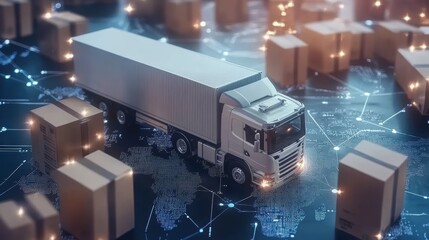 Wall Mural - logistics international delivery concept, world map with logistic network distribution on background