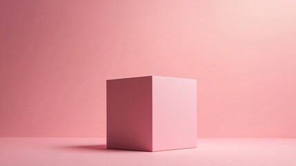 Aufkleber - Pink cube standing on pink surface with pink background