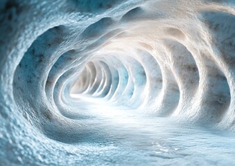 Poster - Intricate Texture of a Hypothetical Tunnel Showcasing Smooth Curves and Soft Illuminations in an Abstract and Surreal Environment of Organic Forms