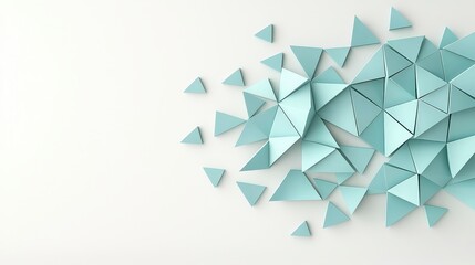 Poster - Abstract teal geometric shapes scattered on light background creating a modern artistic design element for creatives