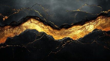 Sticker - Black marble cracked revealing gold vein, smoky background. Ideal for luxury backdrop