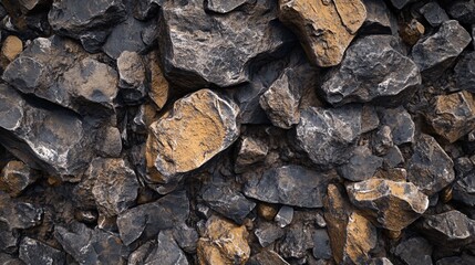 Poster - Background of rough grey and brown rocks forming a stone wall