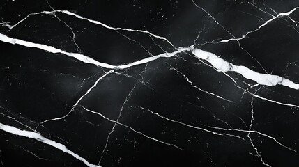 Poster - Black marble surface with white veins, close-up for texture or background