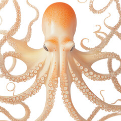 Poster - A meticulously detailed illustration showcases an octopus with its numerous tentacles and suckers against a light background.