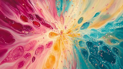 Poster - Abstract explosion of color with dynamic swirling patterns and radiant energy flowing outward