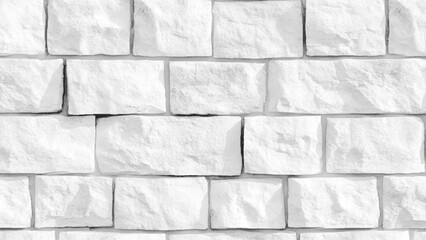Poster - white brick wall background. Textured white brick wall. Closeup white brick wall, texture or background. Modern white brick wall texture background. 