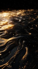 Poster - Abstract depiction of golden glowing streams against a dark backdrop with starlight effect