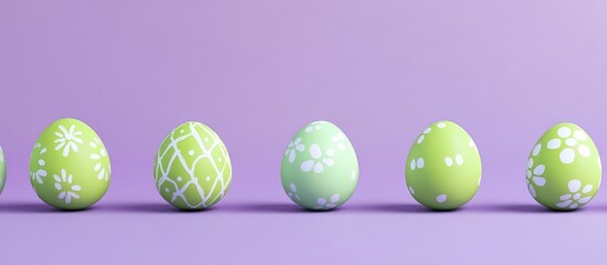 Aufkleber - Colorful decorative Easter eggs on a purple background with copy space for text. Ideal for spring or Easter themed designs.