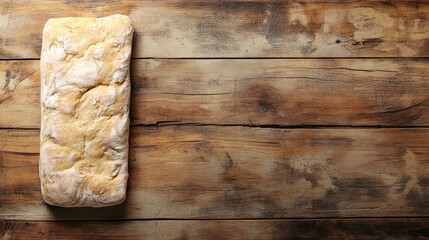 Aufkleber - Rustic wooden background with fresh artisanal bread loaf and ample copy space for text placement