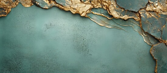 Aufkleber - Turquoise and Gold Abstract Background with Textured Surface and Copy Space