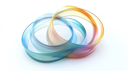Fototapete - Colorful abstract swirls of transparent ribbons intertwined on a white background with Copy Space for text placement