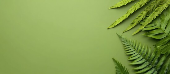 Aufkleber - Green background with ferns in various shades, featuring ample copy space for text or graphics. Textured nature composition.