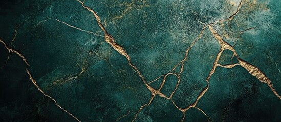 Aufkleber - Green marble texture with gold veining and abstract patterns suitable for backgrounds and design projects Copy Space