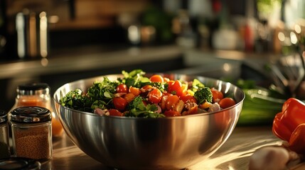 Wall Mural - Wooden Table Food