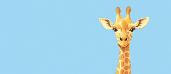 Poster - Illustration of a giraffe with a light blue background providing ample copy space for text usage