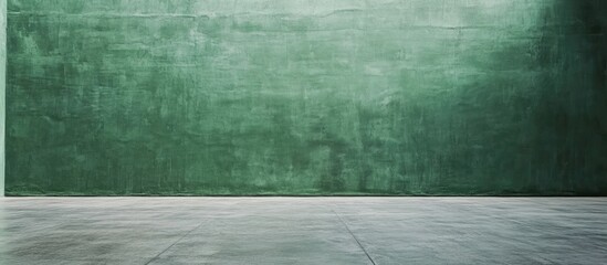 Poster - Green textured wall with concrete floor and ample copy space for text placement