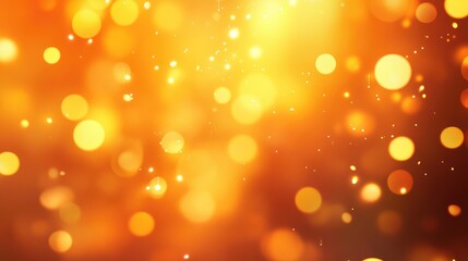 Poster - Golden bokeh background texture with soft blurred lights and warm orange tones ideal for creating a festive atmosphere Copy Space