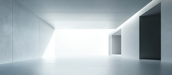 Poster - Minimalistic modern interior with white walls and ample natural light featuring copy space for text placement