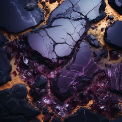 Wall Mural - Luxurious Dark Purple and Black Marble with Smooth Glossy Texture