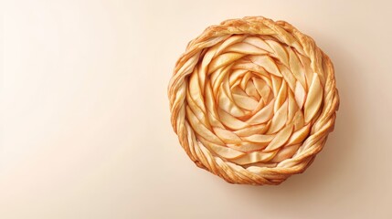 Aufkleber - Apple pie with a decorative braided crust shaped like a rose against a light beige background with Copy Space.